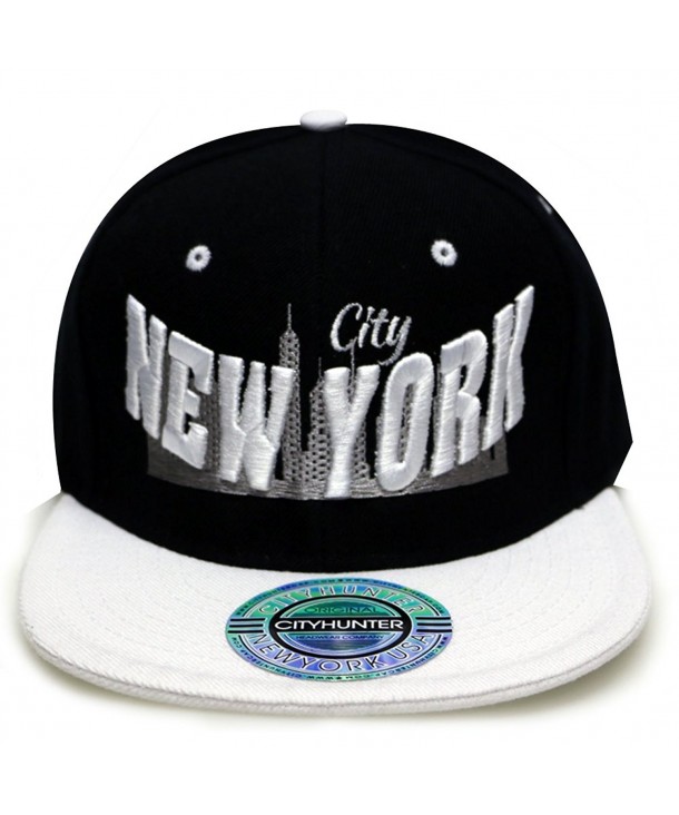 City Hunter City New York Snapback Caps (10 Colors) - Black/White - C711ULVIETT