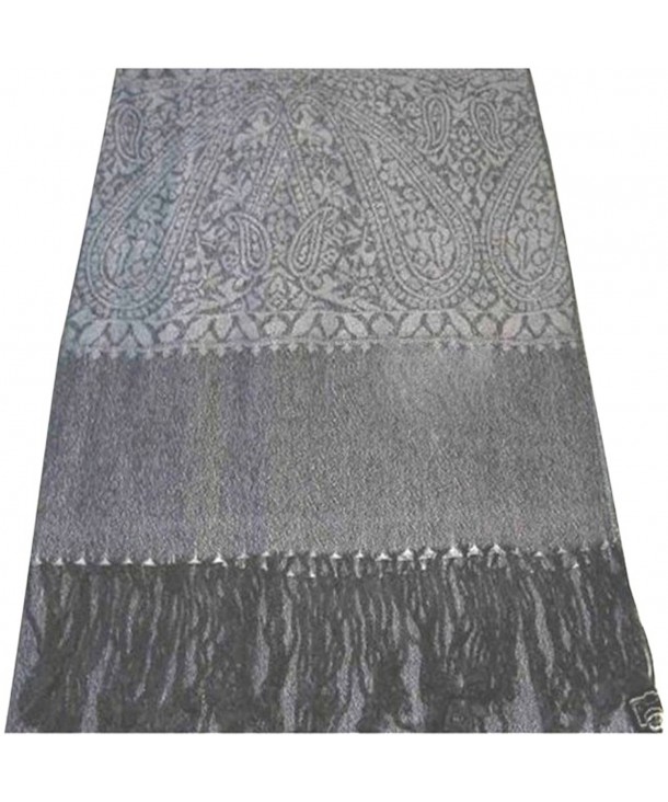 Paisley Pattern Design Shawl Pashmina Scarf Wrap Stole Throw CJ Apparel NEW - Silver & Black - CR11IYTQK5Z