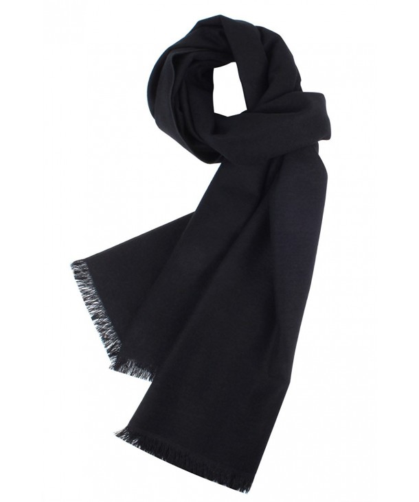 Kat Cheung Bahar 100% Silk Warm And Fashion Soft Brushed Scarf For Men Plain Color - Black - CS188O7OQZ8