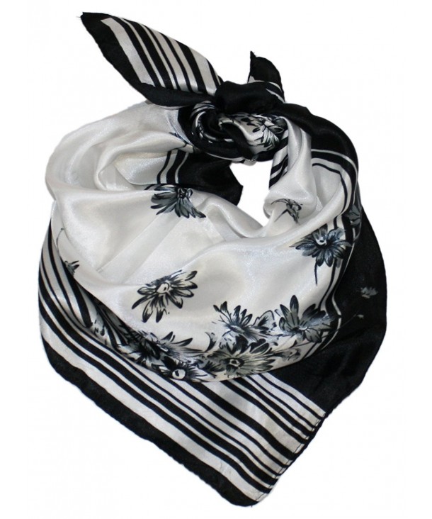 Ted and Jack - Summertime Silk Feel Neckerchief Scarf - Black Stripes - C312G54INAT
