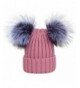 DELORESDKX Women Winter Fur Pom Pom Knit Hats Beanie With Double Real Fox Fur Pom Warm Ski Snowboard Cap - Pink - CW188DLXAOL