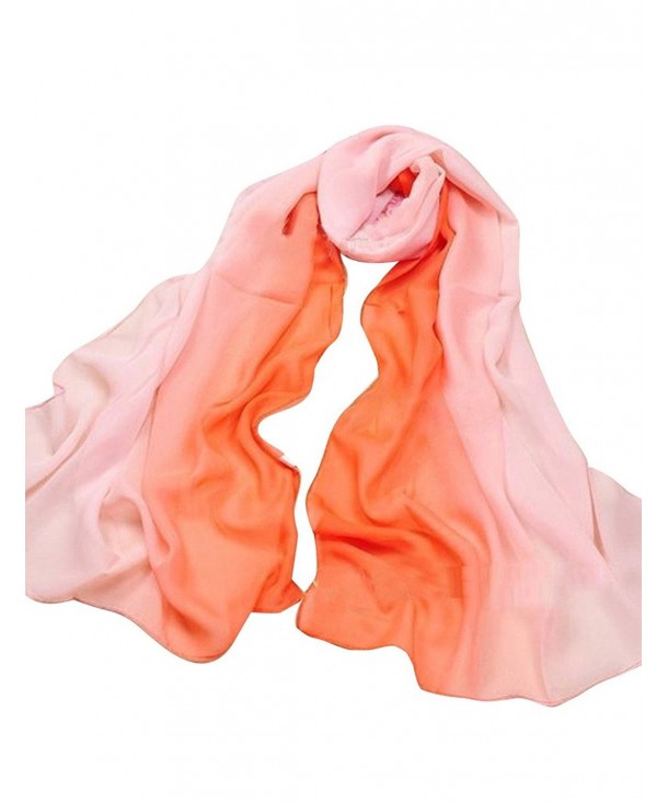 Legou Women Gradient Color Chiffon Feel Fashion Scarf - Orange - CA124XVULQL