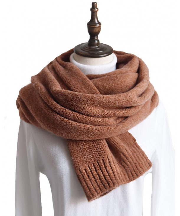 Women Knit Scarf- Faurn Thick Warm Soft Simple Neck Scarves Lambswool Pashmina Feel - Sienna - CG188TRWZXM