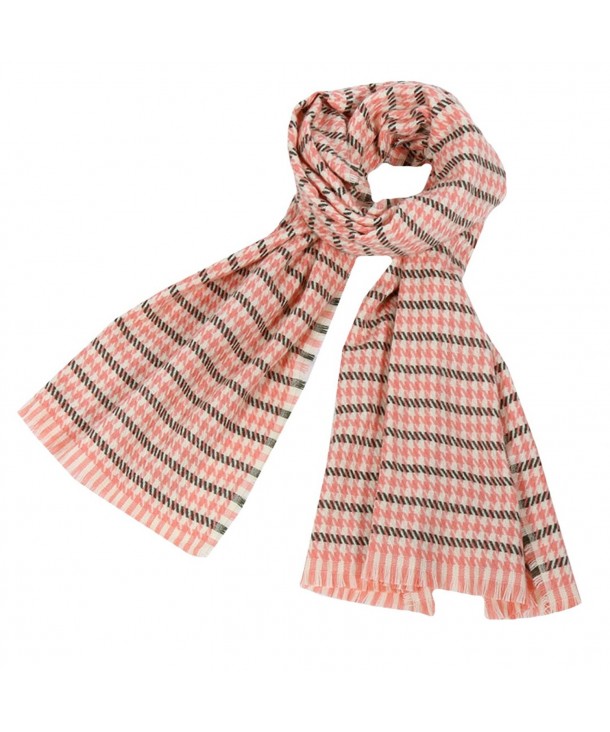 Tartan Blanket Scarf Wrap Shawl Houndstooth Cashmere Scarf - Pink - C1186WQM4OW