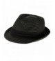 Men's Summer Stingy Short Brim Derby Fedora Pleated Hatband Hat - Black - C712F9BZU1Z