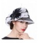 June's Young Women Hats Summer Hat Sinamay Feather Black - Black/White - CZ12F7TUMZD