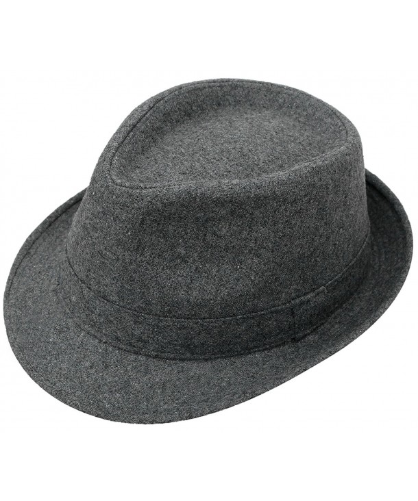 Men & Women's Classic Wool Blend Structured Fedora Hat - C.grey - CJ180CQ8GIA