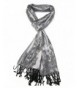 Women Floral Pashmina Scarf - Beautiful ladies floral scarves with geo pattern - Silver Grey - CQ11GUCB14N