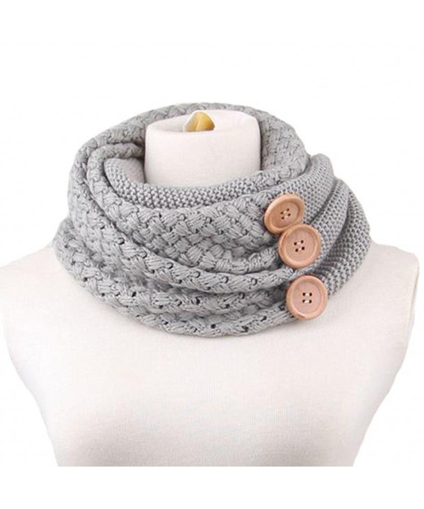 Usstore Winter Warm Two Circle Cable Knit Cowl Neck Scarf - Gray - CL120HZGPX5
