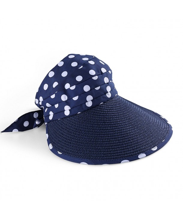 Aerusi Classic Roll up Foldable Wide Large Brim Summer Swimming Beach Sun Hat - Navy Blue - CX12GSL7F1D