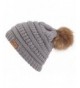 BELIFECOS Women Knitting Pom Pom Beanie Hair Ball Hat Winter Skull Cap - Light Gray - C71896KIM58