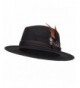 Poly Faux Felt Feather Panama Hat - Black - CZ12MCYCEYX