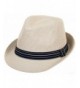DRY77 Straw Light Fedora Hat with Stripe Pattern Brand - Natural - CK1221PNQD1