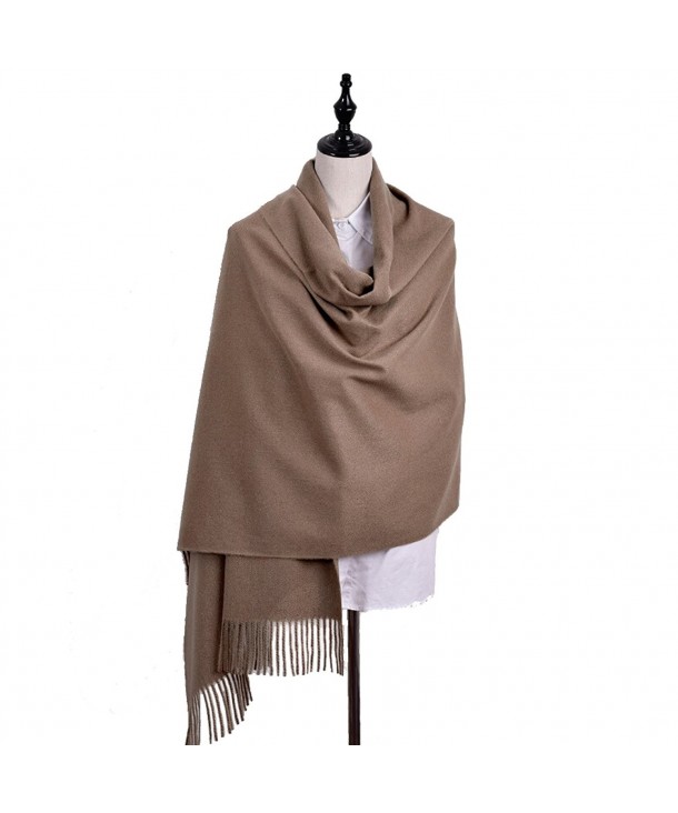 Iristide Womens Scarf Solid Color Winter Warm Wool Thick Large Shawls Wrap(200x78cm) - Khaki - C1187MDL0GR