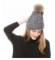 Lovful Women's Winter Hand Knit Real Fur Pompoms Beanie Hat - Light Gray - CS12MZIB5CH