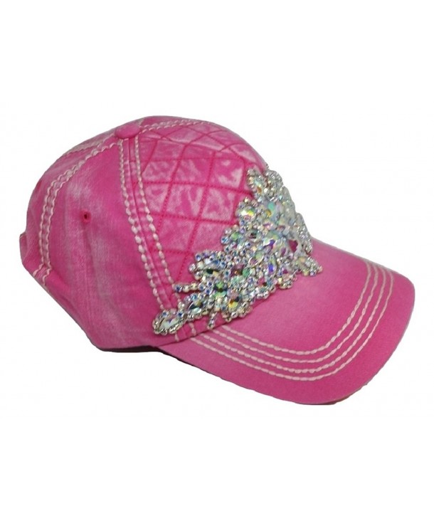 Olive & Pique Women's Diamond Iridescent Bling Quilted Baseball Cap - Pink - C612O5RCX80