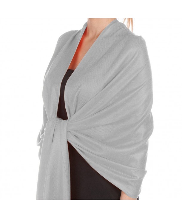 Pashmina Large Soft Plain Shawl/Wrap/Scarf for Women - Gray - C5189Q4WU95