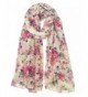 Herebuy - Cute Womens Floral Scarves Peony Print Scarf Shawl - Bbeige - CL186SXWLSE