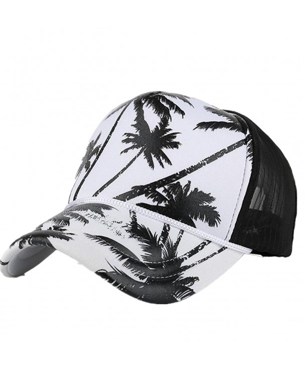 Highpot Women Men Fashion Coconut Tree Printing Snapback Hip Hop Flat Hat - Black - C11832N50K2