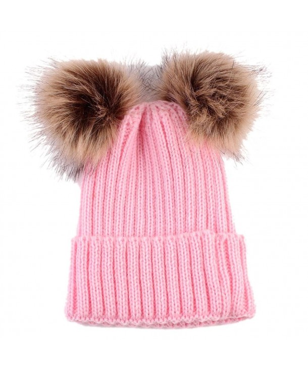 Anshinto Women Keep Warm Winter Hats Knitted Wool Hemming Hat - Pink - CO18808R2SZ