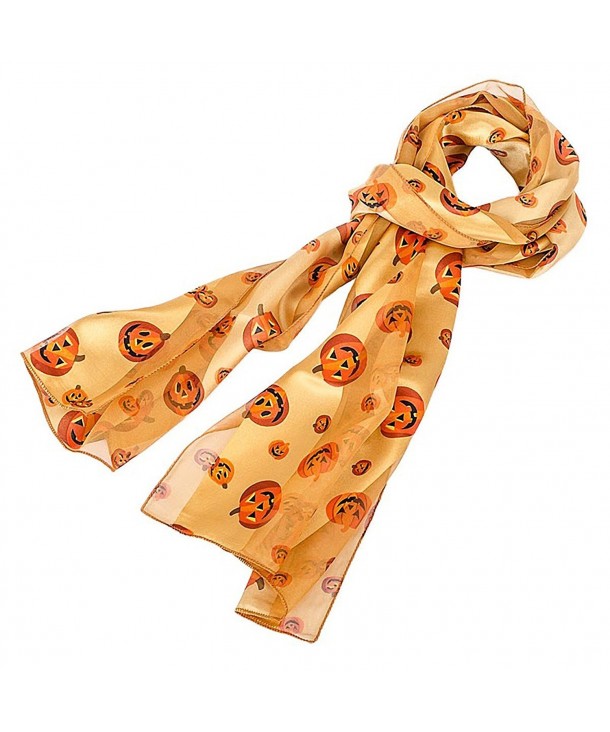 Pumpkin Pattern Scarf for Halloween or Fall - Orange Gold - CM11CTF4E3F