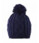 Novawo Unisex Trendy Pom Pom Hat Winter Warm Knit Hats Slouchy Beanie for Men Women - Navy - C6187OG0UIZ