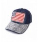 Nollia Ladies Bling American Flag Rhinestones Faded Denim Adjustable Baseball Hat - C012FJKQRHH