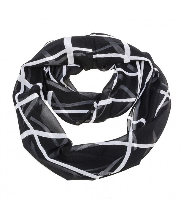 Geometric Square Lines Infinity Scarf - Black - CW11KKAQANV