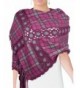 Dahlia Women's Large Wool Blend Scarf - Crochet Flower Cross Striped - Magenta Pink - CH117NY4CWF