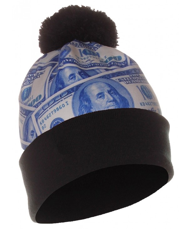 American Cities Unisex Fashion Sublimation Winter Knit Pom Pom Beanie Hat Cap - Money Blue - CY129GHRU4D