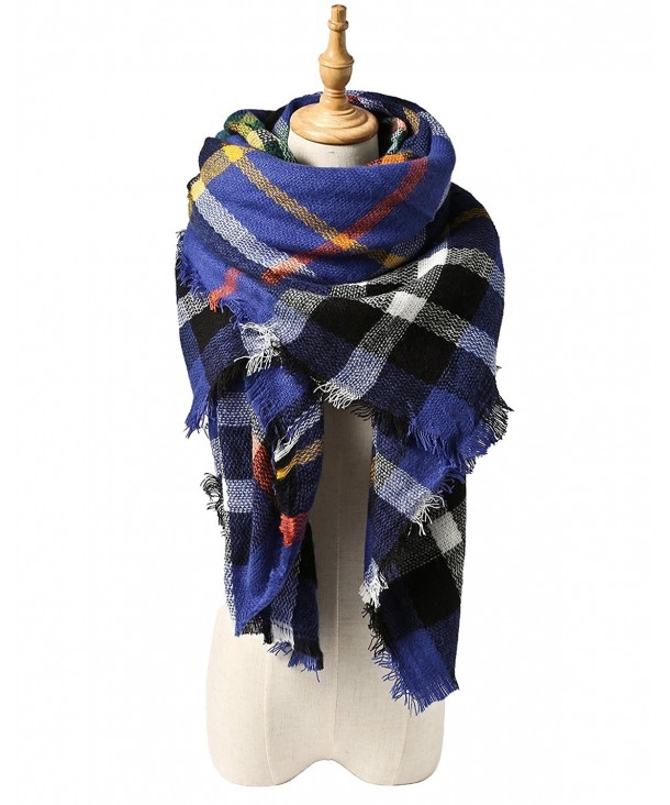 Spring fever Winter Magnetic Knit Tartan Plaid Wrap Cashmere Feel Large Lightweight Scarf for Women - A08 - CO12LA9OGX7