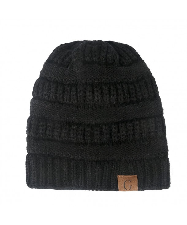 Gelante Mens Womens Winter Cable Knit Slouchy Beanie Skully Cap Hat - Black - CZ1875LZMZG