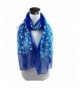 Tiean Fashion Lady Embroidered Scarf Lace Sheer Burntout Floral Mantilla Shawl Wrap - Blue - CY12O86H3BI