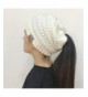 Heyuni. Women BeanieTail Soft Stretch Cable Knit Messy High Bun Ponytail Beanie Hat-White - White - C7188ZKSSEY
