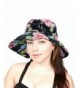 NYFASHION101 Floral Print Crushable Marina Wide Floppy Brim Bucket Sun Hat - Black Floral - CO11X74QGGF