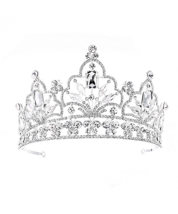 FF Pageant Crown Tiara for Women 4 Inches Tall Tiaras Wedding Hair Accessories - C712N8O7482