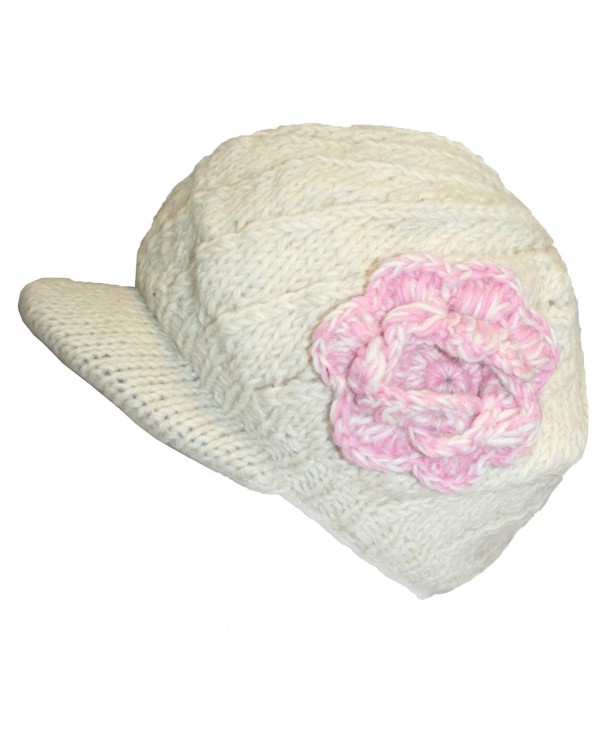 1419 Agan Traders Himalayan Sheep Wool Knit Peak Hat OR Mitten Or Folding Mitten - Hat - White - C1188N345TH