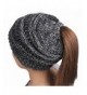 Kranchungel Unisex Soft Stretch Cable Knit BeanieTail High Bun Ponytail Beanie Hat Cap Winter Gifts - Black White - CE188QU0RWM