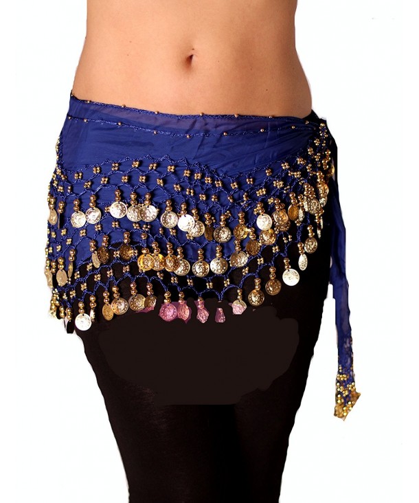 Royal blue Gold Belly Dance Hip Scarf - CS12E0LGWDZ