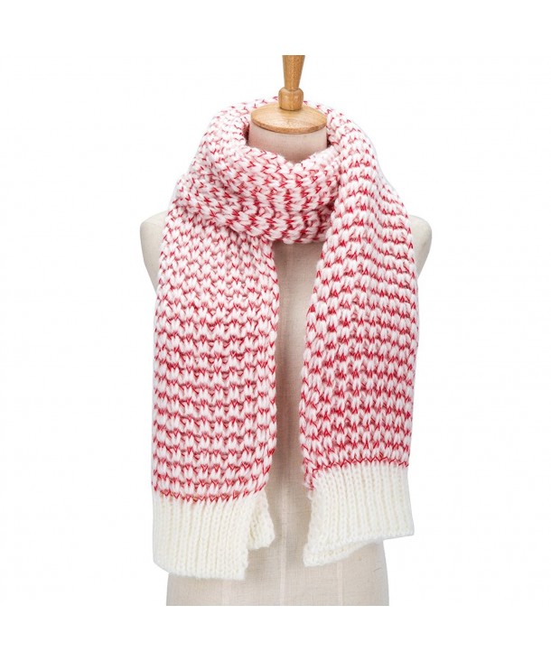 PROPRE Women's Fashion Long Scarf Winter Warm Knit Scarves - Red - CM12N4XSWX7
