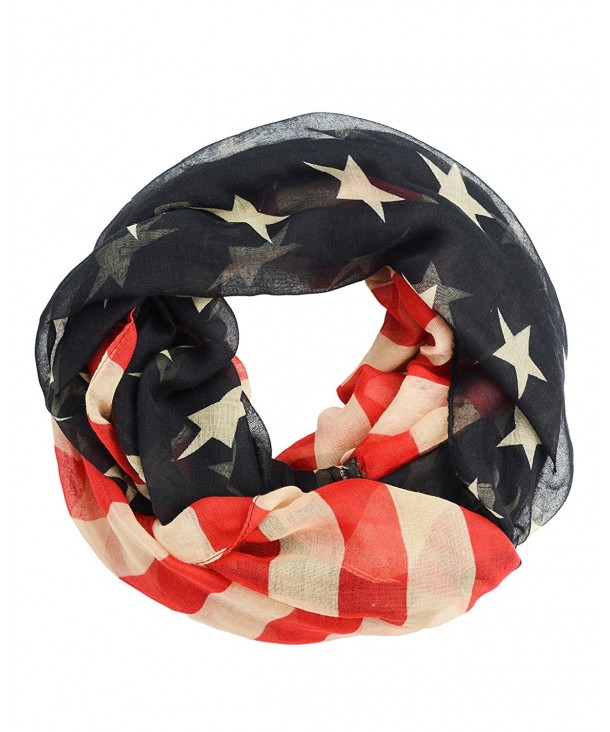 Vintage Stars and Stripes American Patriotic Flag Infinity Scarf Red White Blue - Red White and Blue - CB11N0Q2R13