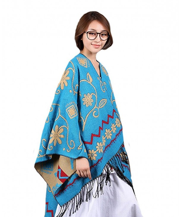 Tonwhar Women's Tassel Pashmina Shawl Wrap Bohemia Poncho - CX11PVYU4KD