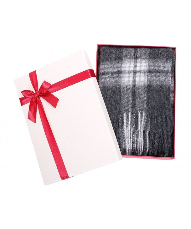 Luxuriously Soft Cashmere Winter Scarf Gift Box Set - Charcoal/White Plaid - CM1867Y0X03