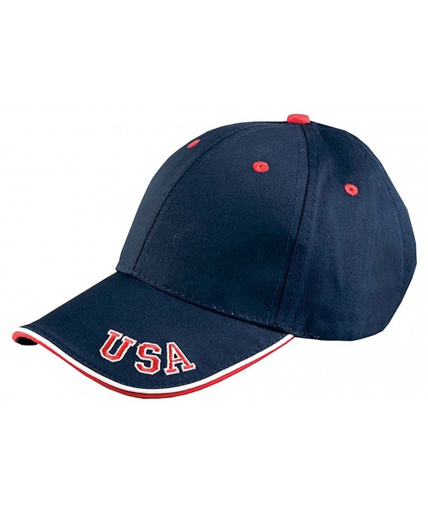 Adams 6-Panel Mid-Profile Cap with USA Embroidery - Navy/Red/White - CP116XTWE8F