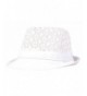 Qunson Women's Eyelet Summer Short Brim Trilby Fedora Hat - White - C712HAJ3MC7