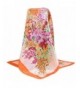 Unique Premium Soft Silk Rayon 35"35" Square Sheer Women's Floral Scarves - Orange - CG182Z0XGNZ