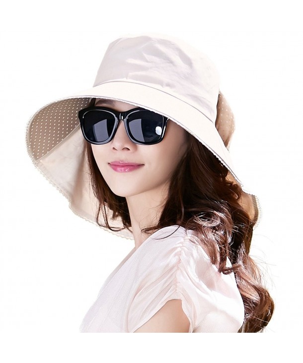 SIGGI Summer Bill Flap Cap UPF 50+ Cotton Sun Hat With Neck Cover Cord For Women - 69053_beige - CM128KSCMZL