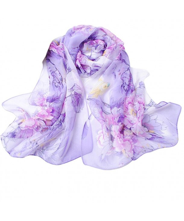 Creazy Fashion Chinese style Lady Long Wrap Women's Shawl Chiffon Scarf Scarves - Purple - CY12FSL08FJ