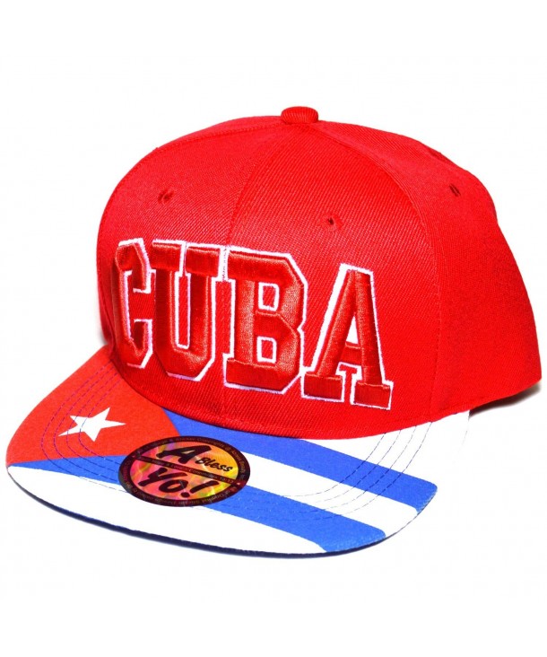 CUBA Embroidered Flag Printed Snapback Flat Bill Cap Baseball Football Hat AYO3031 - Red - C2187KHGYUD