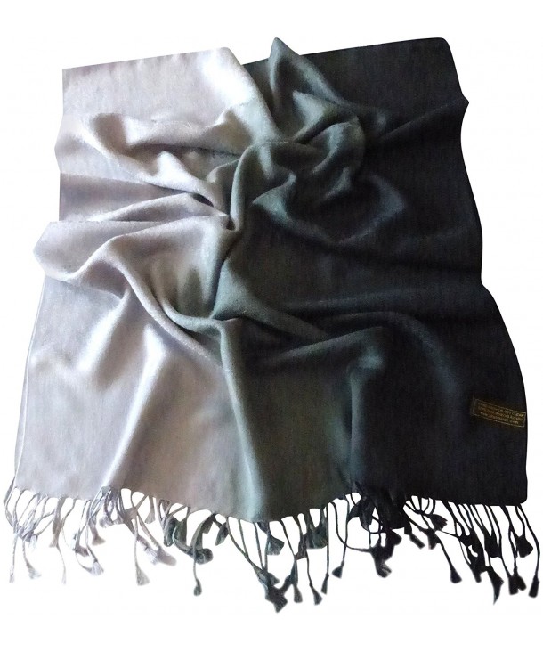 Two Tone Design Shawl Scarf Wrap Stole Throw Shawls Pashminas CJ Apparel NEW - Grey & Black - C511KL7AA93